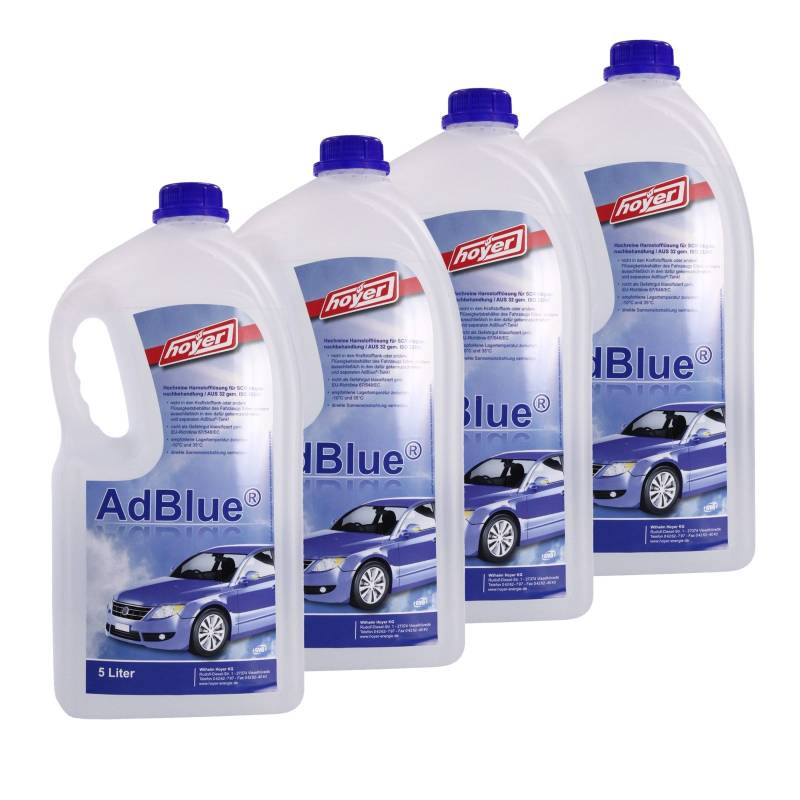 Hoyer AdBlue Hochreine SCR Harnstofflösung ISO 22241, 4x5 Liter von hoyer