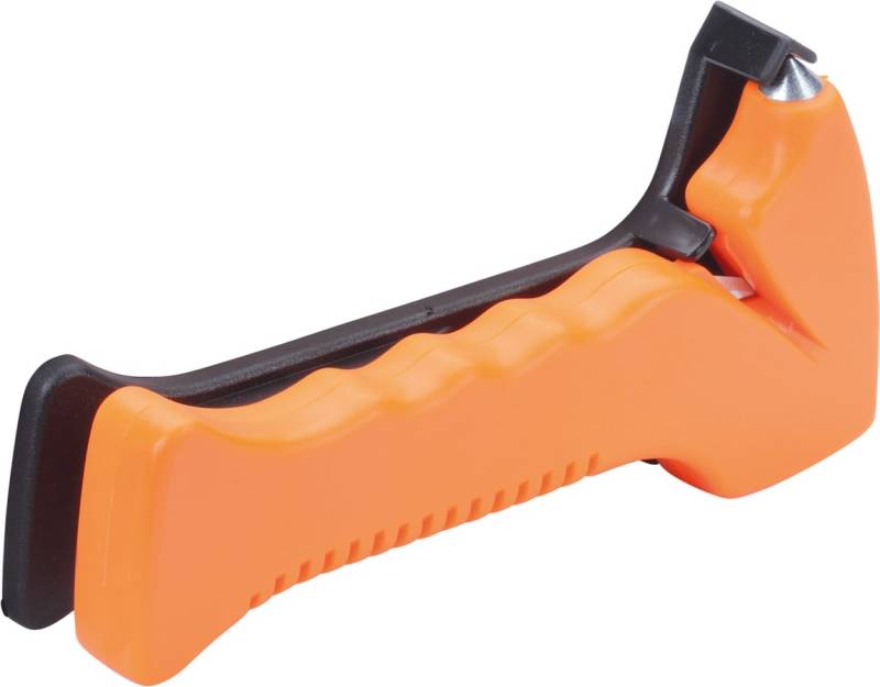 hr-imotion Sicherheitshammer mit gehärteter Stahlspitze und Gurtschneider [Made in Germany | Schraub- oder Klebemontage (inklusive Material)] - 12410101 von HR-imotion