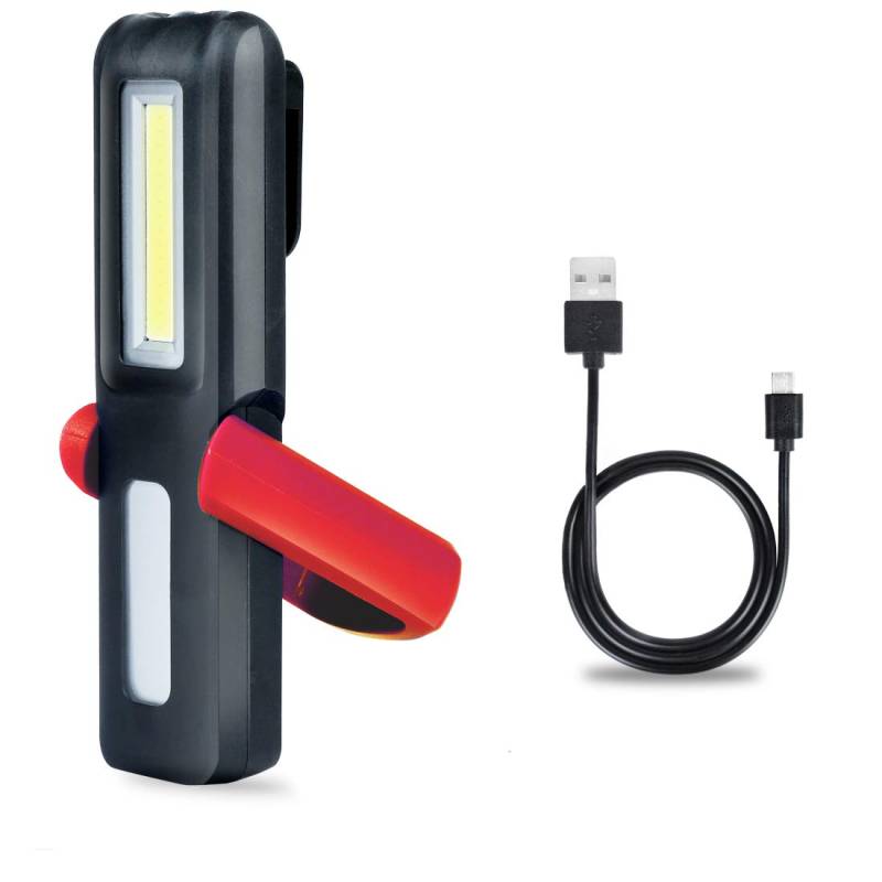 LED Arbeitsleuchte Taschenlampe Werkstattlampe Handlampe Magnet COB Inspektionsleuchten Work Light Werkstatt Worklight Werkstattlampe Magnettaschenlampen Wiederaufladbare mit Haken zum Aufhängen Rot von htbakoi