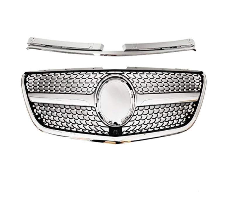 huanglanhuagr Diamond Style Frontgrill Racing Stoßstangengrill Facelift kompatibel for Mercedes Benz Vito V W447 V250 V300 V260 Modifiziertes Bodykit 2015–2022(20-22 Compatible for VITO Silver) von huanglanhuagr