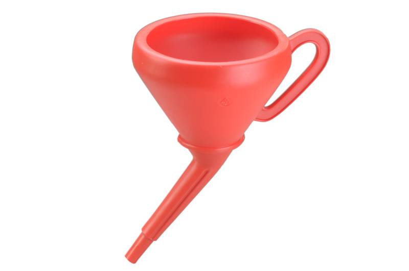 hünersdorff 955200 Universaltrichter 205mm mit Griff, Spritzschutz & Sieb, rot, HD-PE, made in Germany von hünersdorff