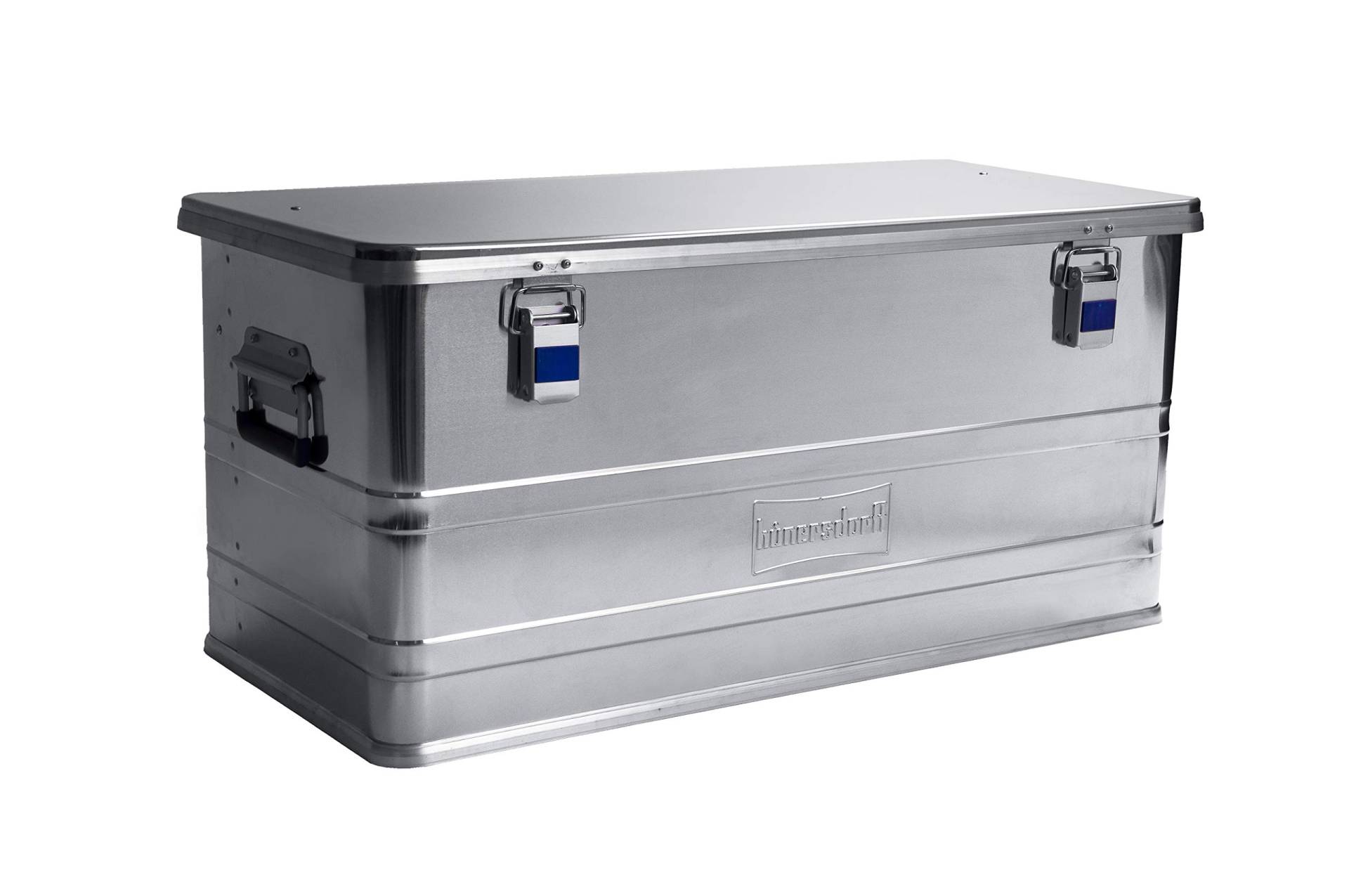 Hünersdorff Aluminium-Box Profi 92 Liter, wasserdicht mit Gummi-Dichtung, leicht, stabil, Klapphandgriffe, Vorbereitung für Schlösser, Farbe: silber von hünersdorff