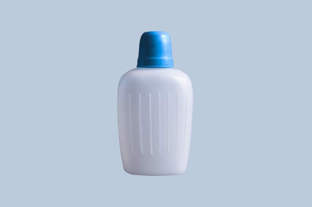hünersdorff Campingflasche-Vorratsflasche aus HD-PE, 1000ml, naturfarben, mit blauem Trinkbecher von hünersdorff