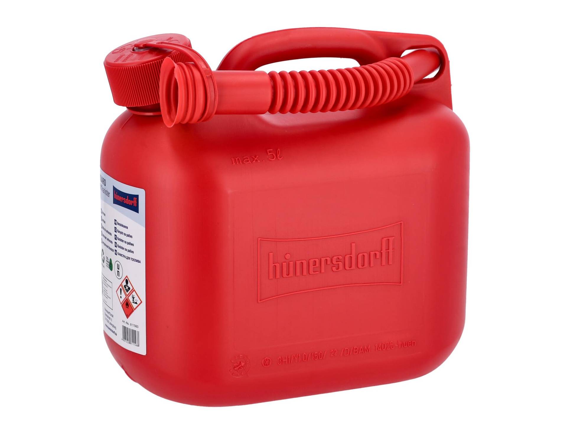 hünersdorff Kraftstoff-Kanister STANDARD 5l für Benzin, Diesel und andere Gefahrgüter, UN-Zulassung, Made in Germany, TÜV-geprüfter Produktion, rot hünersdorff Kraftstoff-Kanister STANDARD 5l für Benzin, Diesel und andere Gefahrgüter, UN-Zulassung, Made in Germany, TÜV-geprüfter Produktion, rot von hünersdorff