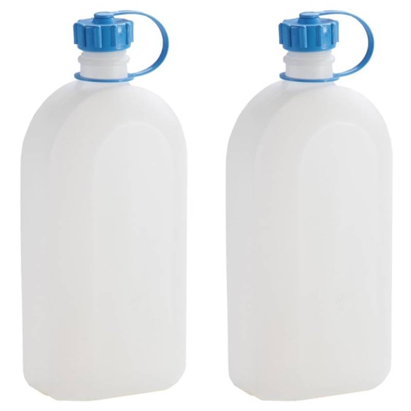 hünersdorff Kunststoffflasche/Trinkflasche/Vorratsflasche mit dichtem Schraubdeckel, Chemie- und Lebensmittelbeständig, 2 Liter, Made in Germany,Natur (Packung mit 2) von hünersdorff