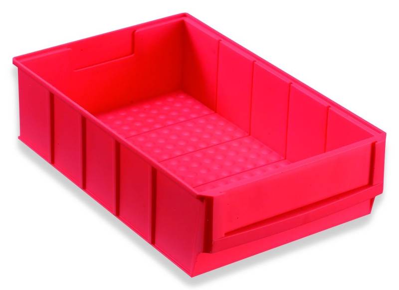 hünersdorff Regalbox / Stapelbox / Lagerbox aus Polypropylen, hohe Formstabilität und Belastbarkeit, breit, Volumen: 3,44 L, Tragfähigkeit: 138 kg, Farbe: Rot von hünersdorff