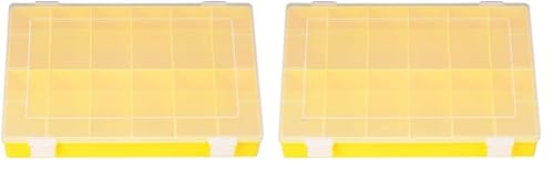 hünersdorff Sortimentskasten PP-Classic mit 12 Fächern | stabile Sortierbox für Schrauben und andere Kleinteile | feste Facheinteilung | 22,5 x 33,5 x 5,5 cm, gelb (Packung mit 2) von hünersdorff