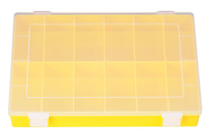 hünersdorff Sortimentskasten PP-Classic mit 12 Fächern | stabile Sortierbox für Schrauben und andere Kleinteile | feste Facheinteilung | 22,5 x 33,5 x 5,5 cm, gelb von hünersdorff