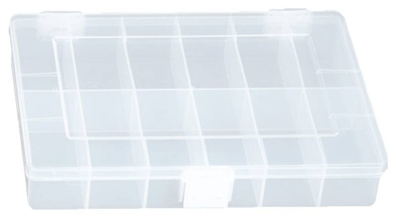 hünersdorff Sortimentskasten PP-Compact mit 12 Fächern | stabile Sortierbox für Schrauben und andere Kleinteile | feste Facheinteilung | 17 x 25 x 4,6 cm, transparent von hünersdorff