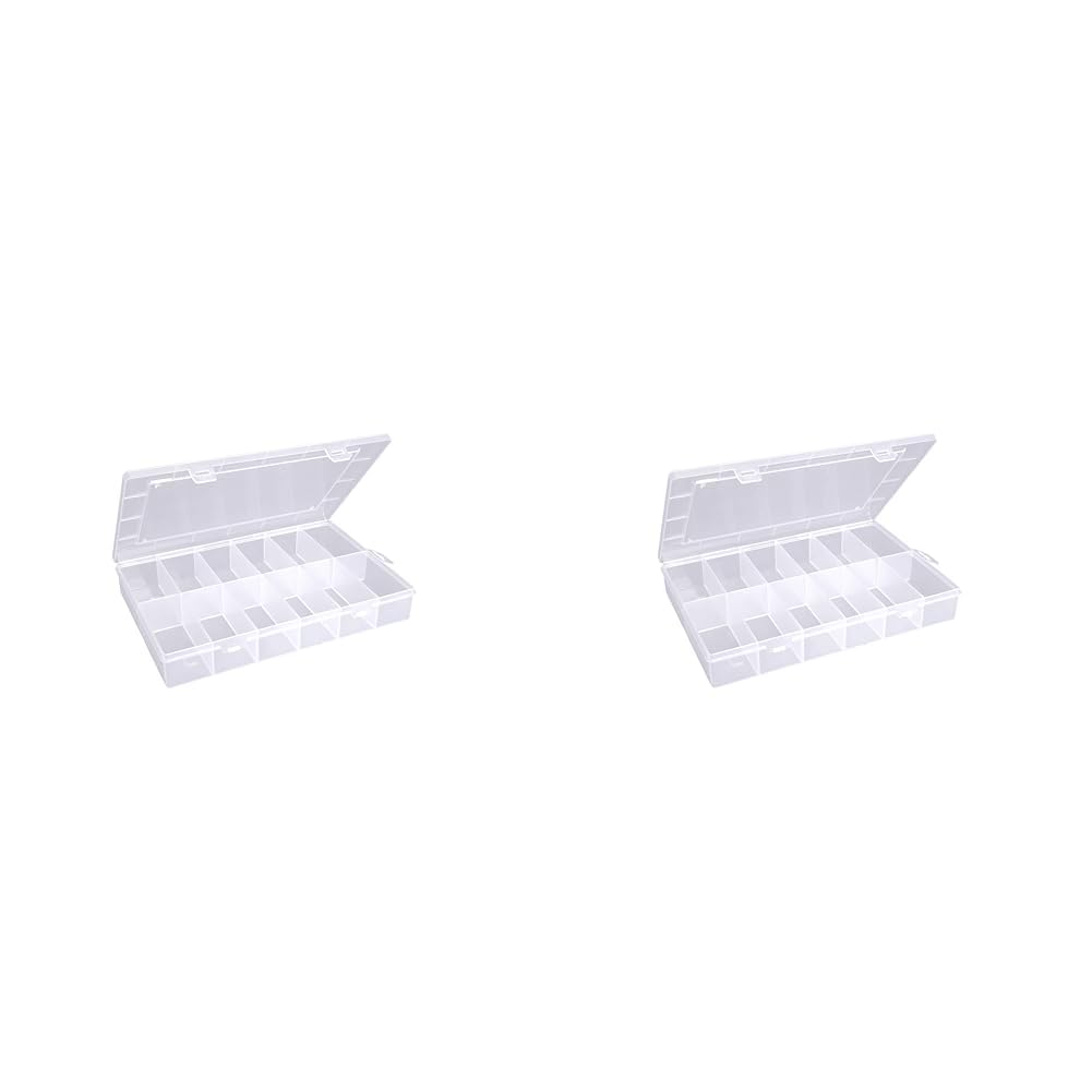 hünersdorff Sortimentskasten PP-Eco mit 12 Fächern | stabile Sortierbox für Schrauben und andere Kleinteile | feste Facheinteilung | 23,3 x 33,9 x 5,8 cm, transparent (Packung mit 2) von hünersdorff