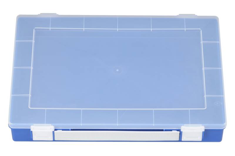 hünersdorff Sortimentskasten PP-Premium ohne Einsatzboxen | Tragegriff | stabile Sortierbox für Schrauben und andere Kleinteile| 22,5 x 33,5 x 5,5 cm, blau, 0 Boxen von hünersdorff