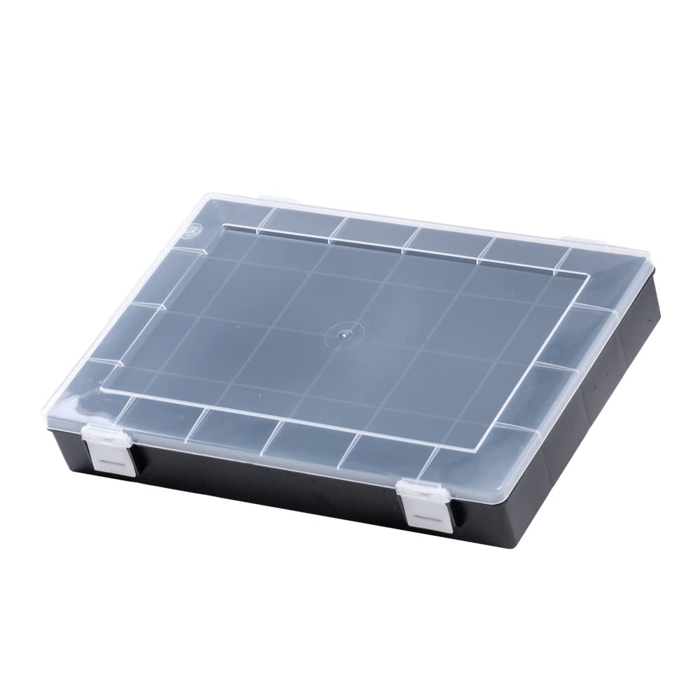 hünersdorff Sortimentskasten: stabile Sortierbox (PP-Classic) mit fester Fachaufteilung (24 Fächer), Sortierkasten-Maße: T225 x B335 x H55 mm, Made in Germany, 611910, Schwarz von hünersdorff