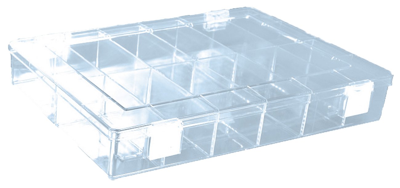 hünersdorff Sortimentskasten: stabile Sortierbox (PS-Classic) mit fester Fachaufteilung (8 Fächer), Sortierkasten-Maße: T225 x B335 x H55 mm, Made in Germany von hünersdorff