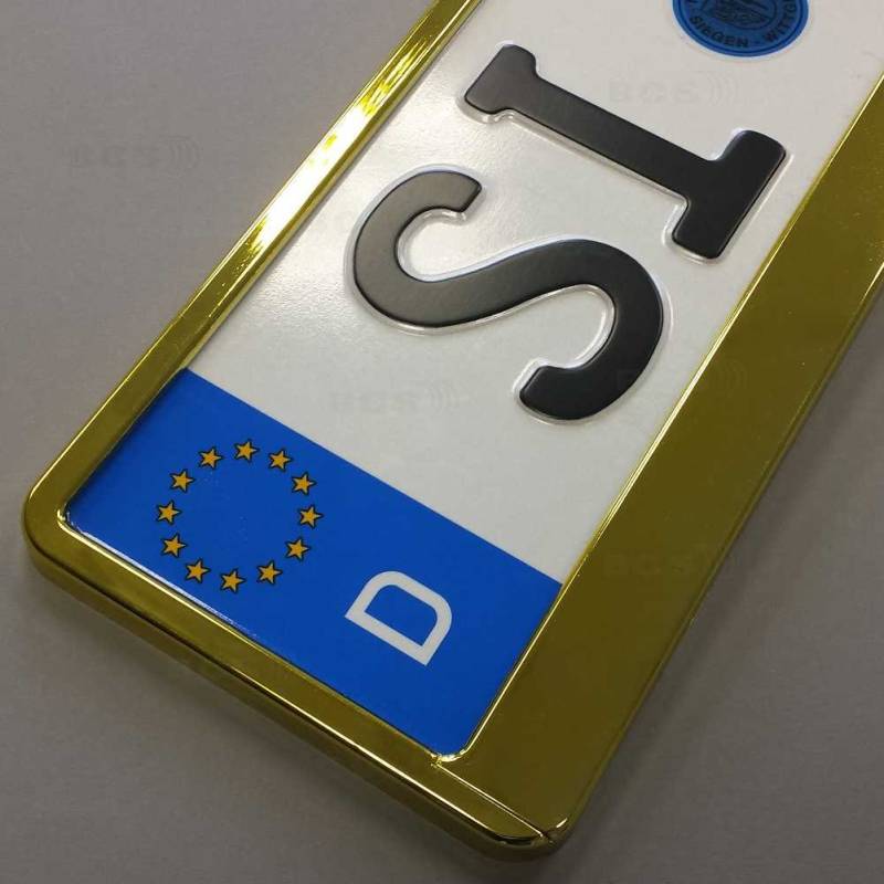 imex 2 Stück Kennzeichenhalter GELB Hochglanz metallic Optik Nummernschildhalter von i-mex