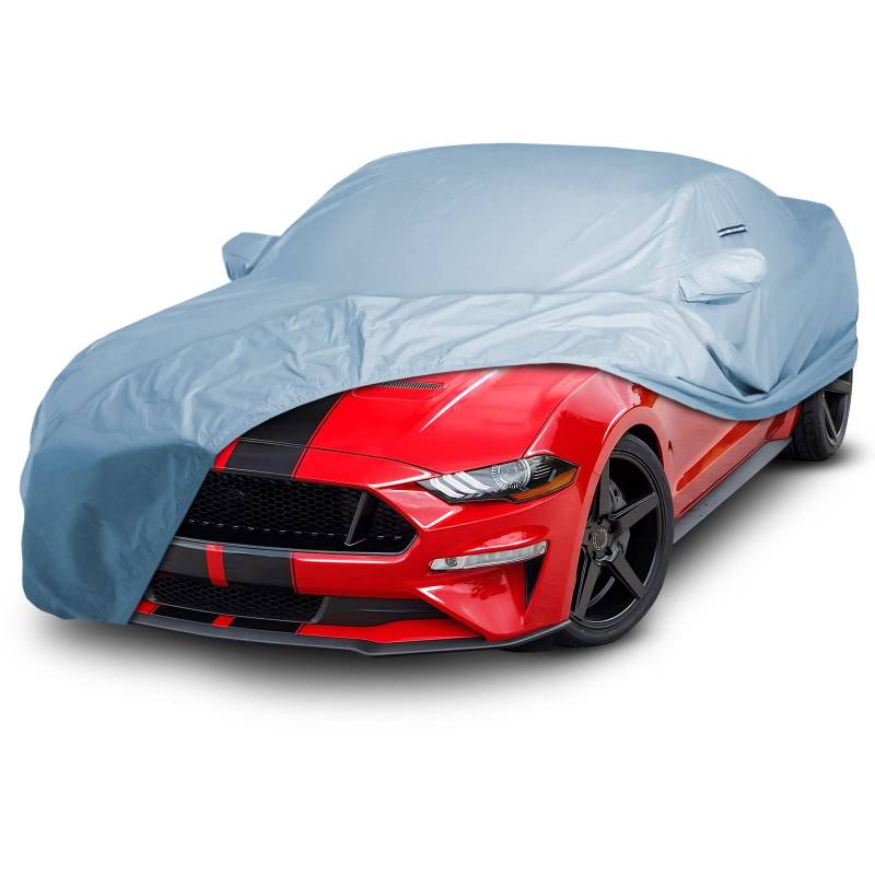 iCarCover Passend für: [Ford Mustang GT] Vollgarage Wasserdicht Allwetter Wetterfest UV Sonne Schnee Staubabweisend Outdoor Custom Schutz mit Riemen (Jahr passt 2015-2021) von iCarCover