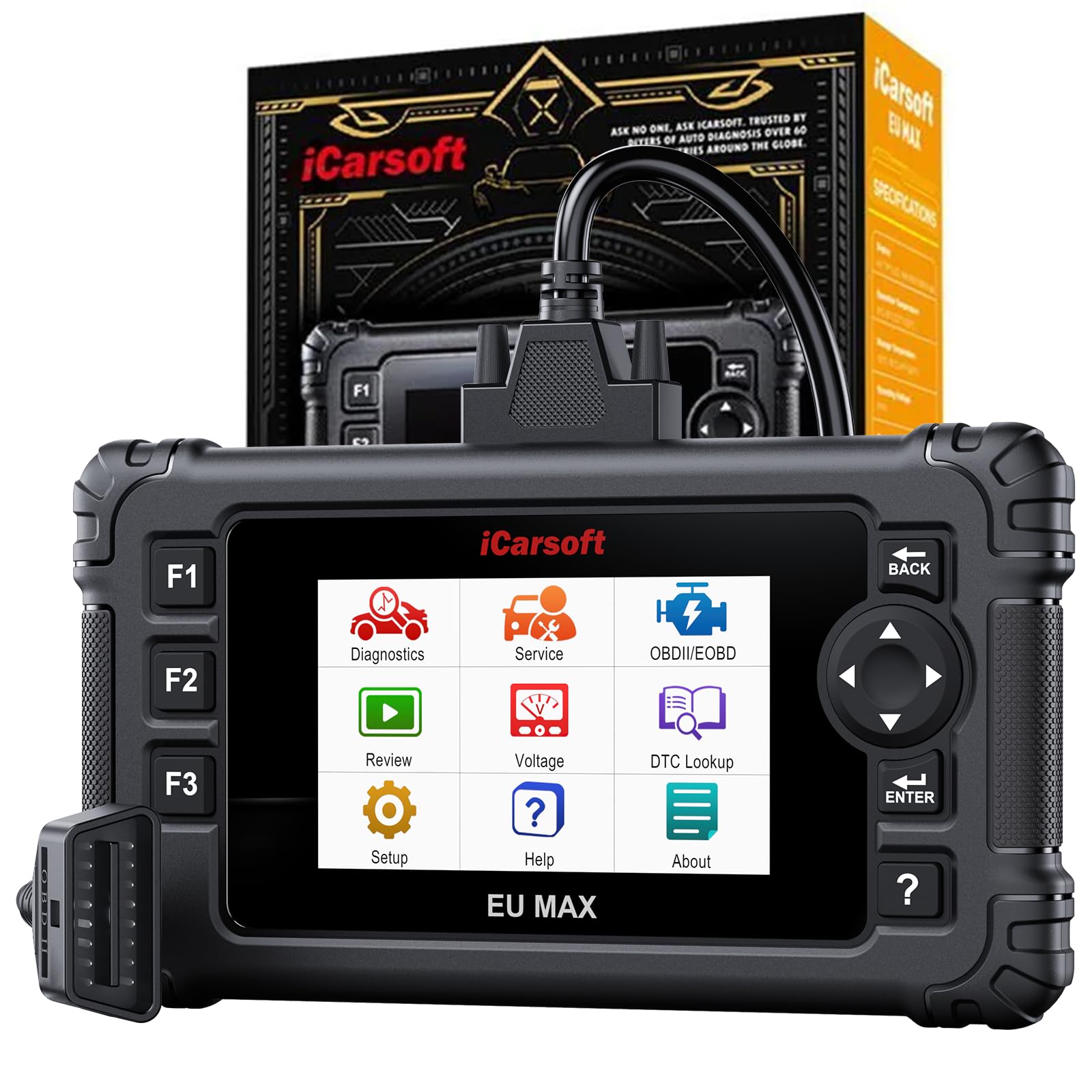 iCarsoft EU MAX OBD2 Diagnosegerät für Europäische Markenautos, Auto Auslesegerät für Alle Systeme, 45 Servicefunktionen, Bidirektionaler Steuerung, Batterietest, Lebenslanges Update iCarsoft EU MAX OBD2 Diagnosegerät für Europäische Markenautos, Auto Auslesegerät für Alle Systeme, 45 Servicefunktionen, Bidirektionaler Steuerung, Batterietest, Lebenslanges Update von iCarsoft
