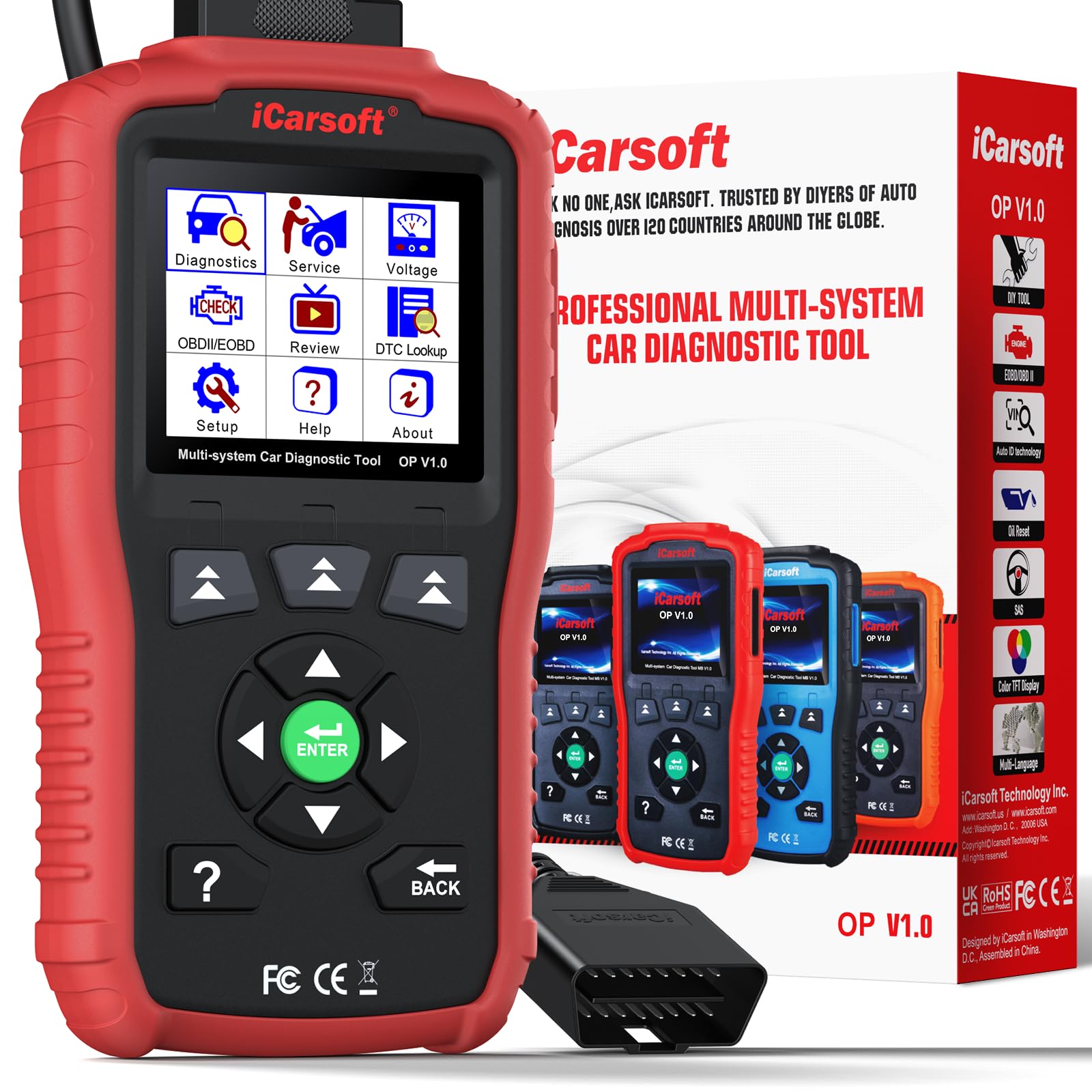 iCarsoft OP V1.0 2025 Version für Opel/Vauxhall OBD2 Scanner Codeleser Vollsysteme Diagnose-Scan-Tool Öl-Reset + SAS-Kalibrierdienste Lebenslange kostenlose Aktualisierung von iCarsoft