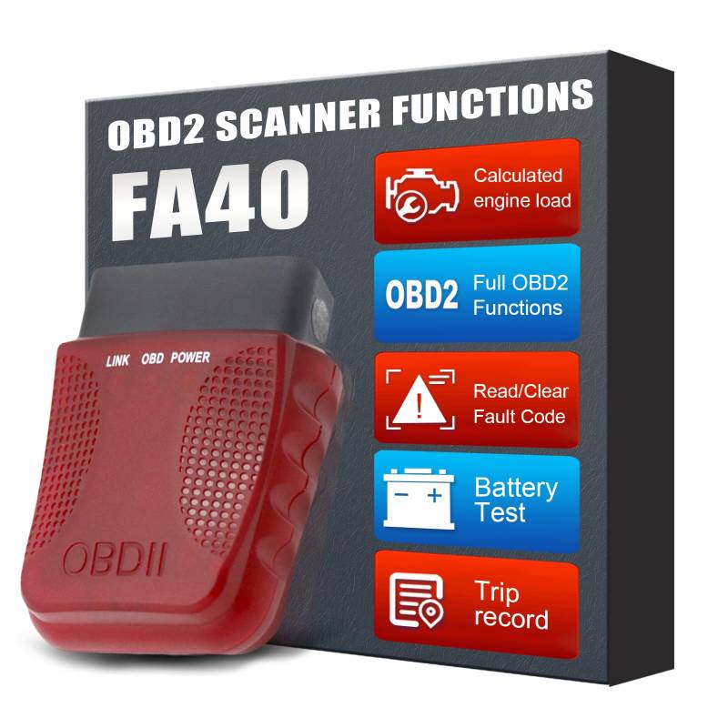 Drahtloses OBD2 Scanner Auto Diagnose Scanwerkzeug, OBDII Adapter verwendet für Fahrzeug Fehler Test Motor Anzeigeleuchte OBD2 Bluetooth Scanner Leser und Anwendung für iPhone iOS Android (Charm Red) von iKiKin
