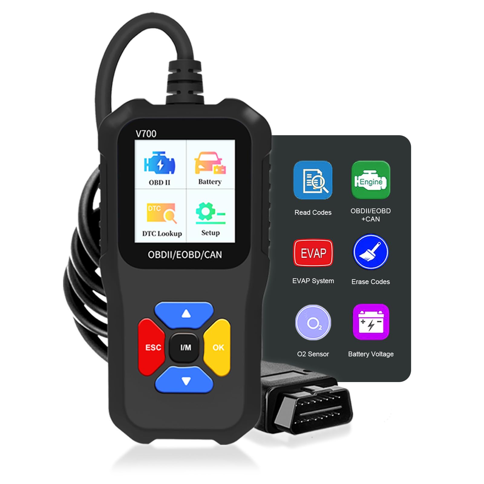 OBD2 Car Code Reader, OBD2 Car Code Scanner Automatisches Diagnosewerkzeug Checked Engine Light Fehlercode Reader DTC-Suche EOBD CAN Scanner Anwendbar auf Fahrzeuge des OBDII-Protokolls seit 1996 von iKiKin