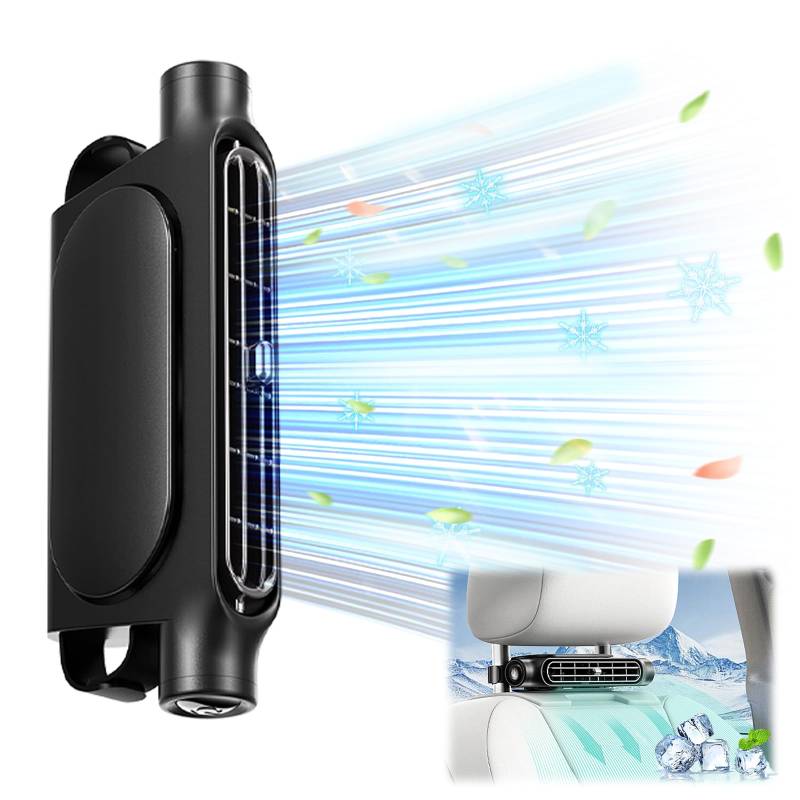 iKiKin Der neueste Autositzventilator mit Dual Turbo Stark Wind Design, 3-Gang verstellbare USB Auto Rückenlehne Ventilator, passend für alle Auto Jeep Vans, RV Trucks, Camping Fahrzeuge (Schwarz) von iKiKin