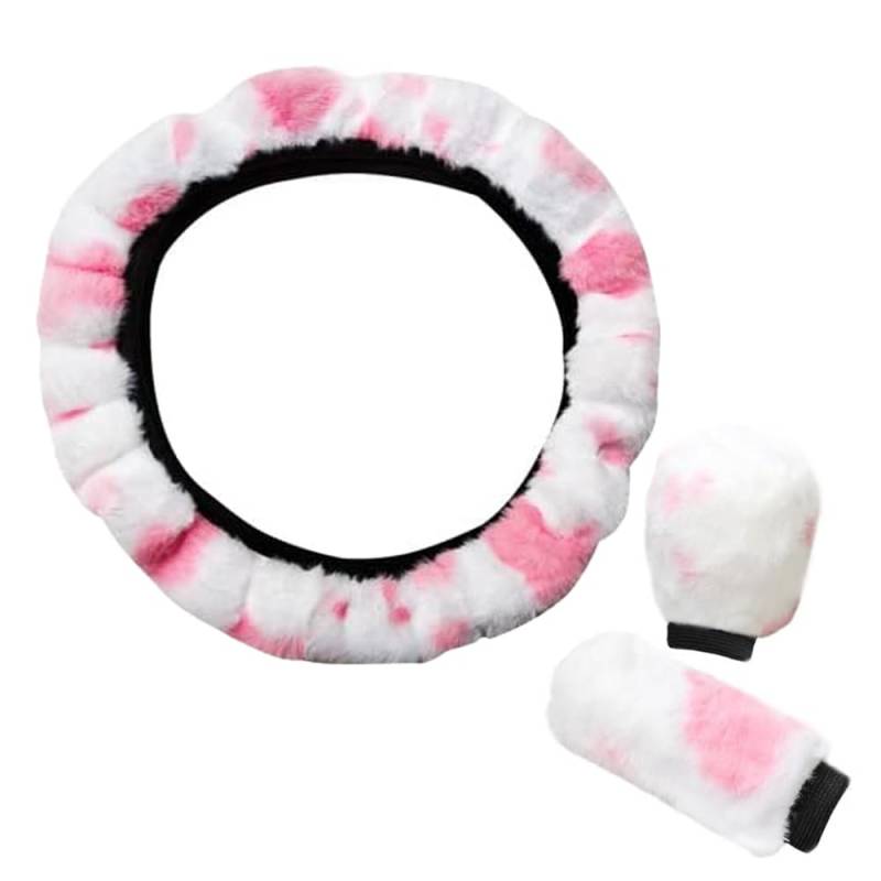 Universal Lenkradabdeckung Kuh Plüsch Winter Teleskop Anti-Rutsch Mit Handbremse Schaltabdeckung Warme Auto Lenkradhülle Zubehör 37-38cm von iNelihoo