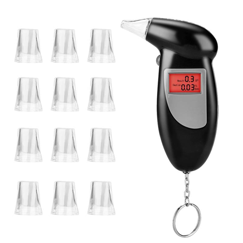 iPalamila Alkoholtester,Der gleiche für die Polizei Alkoholmessgeräte mit 12 Mundstücken,promillemessgerät Professioneller Alkohol Tester Promilletester mit Blu-Ray LCD Bildschirm und Halbleiter Sens von iPalamila