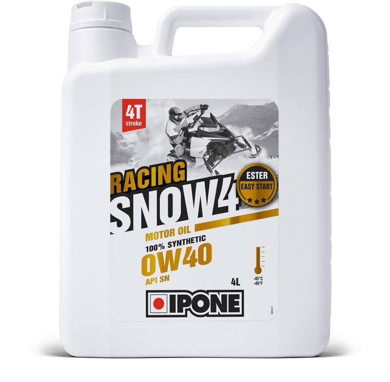 IPONE - Motoröl Schneemobil 4-Takt 0W40 Snow 4 Racing - 4L-Kanister - 100% Synthetisch mit Estern - Sehr hohe Leistung - Schneller Start von Ipone