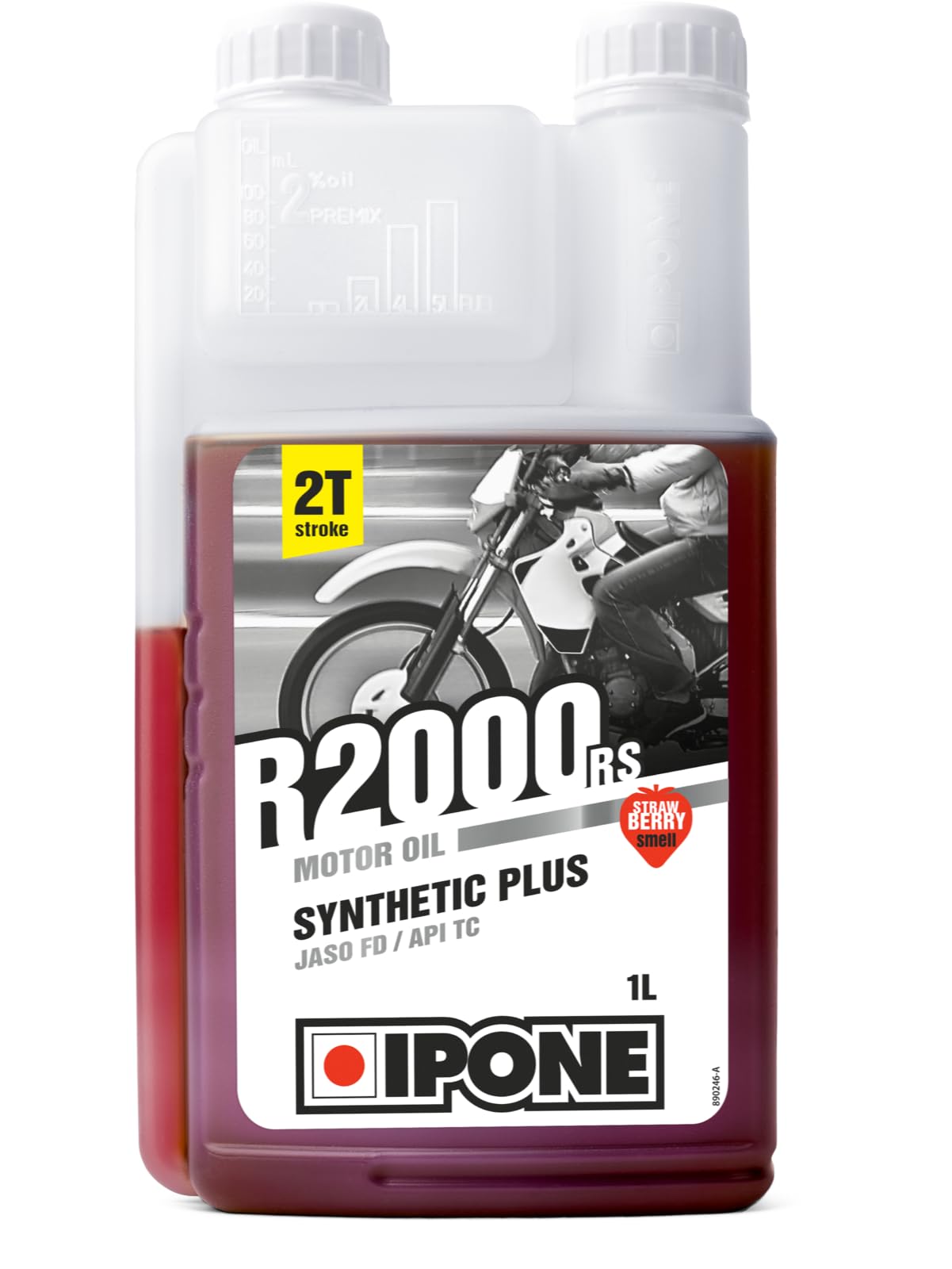 IPONE – Motoröl ZT Motorrad R2000RS – Teilsynthetisch auf Esterbasis – Hochwertiger Schmierstoff – 1 Liter Dosierkanister, Erdbeere, 1L von Ipone