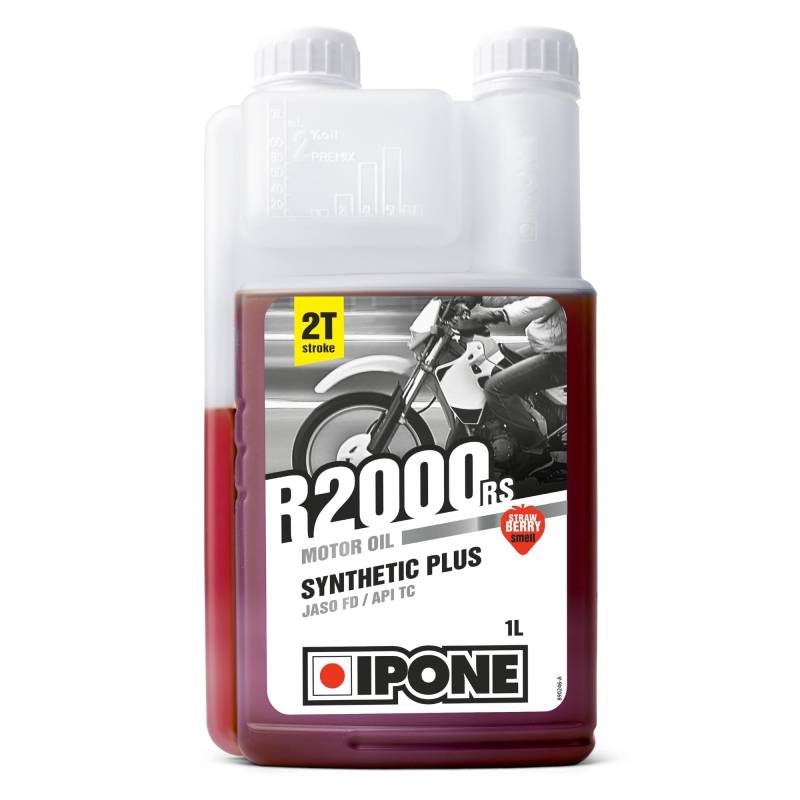 IPONE – Motoröl ZT Motorrad R2000RS – Teilsynthetisch auf Esterbasis – Hochwertiger Schmierstoff – 1 Liter Dosierkanister, Erdbeere, 1L von IPONE