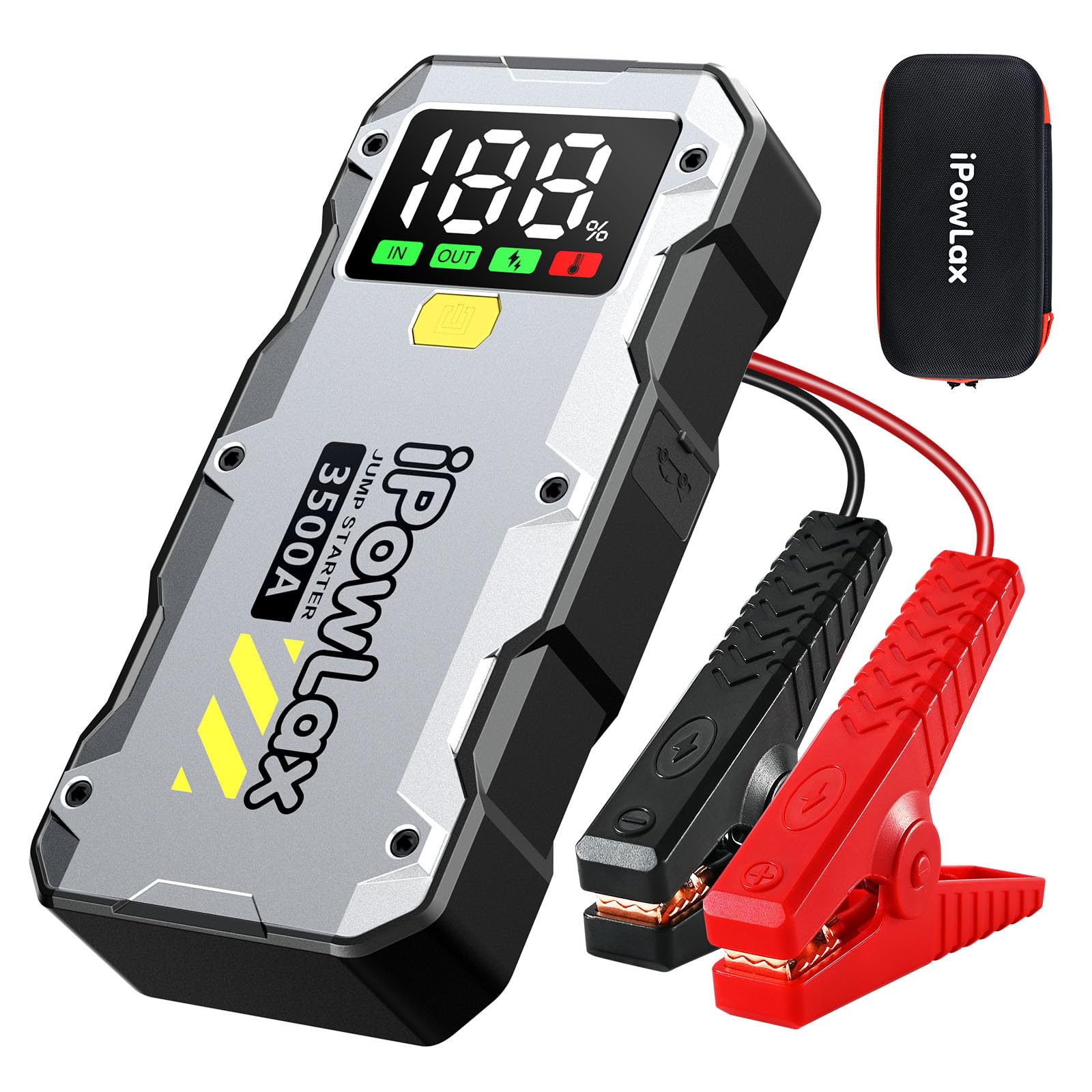 3500A Auto Starthilfe mit LCD Smart Klemme, 12800mAh Tragbare Starthilfe für 7.5L und 5.5L Diesel Fahrzeuge, Jumpbox mit 3 Notlichtmodi und Tasche 3500A Auto Starthilfe mit LCD Smart Klemme, 12800mAh Tragbare Starthilfe für 7.5L und 5.5L Diesel Fahrzeuge, Jumpbox mit 3 Notlichtmodi und Tasche von iPowLax