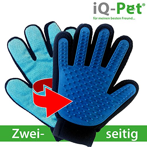 Fellpflege-Handschuh von iQ-Pet | 2 Seiten: Gummi- + Mikrofaserseite | Tierhaare kinderleicht entfernen | Hunde-Handschuh, Katzen-Handschuh, Haustier-Handschuh, Bürsten-Handschuh | Massage-handschuh, Hund, Katze, Bürste, Fell, Tier, Handschuh von iQ-Pet
