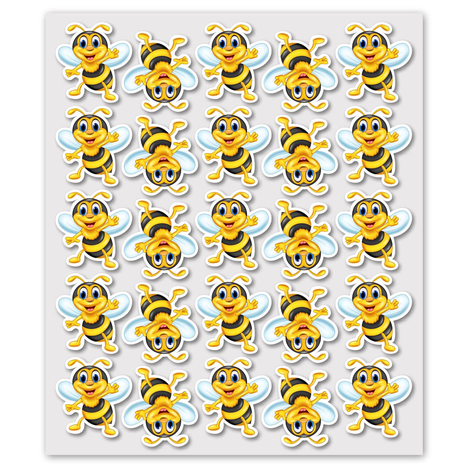 25 Aufkleber lustige Biene - 3 cm hoch auf einem Bogen - für Laptop, Smartphone, Schutzhüllen Deko - Sticker für Kinder - Selbstklebende Sticker für Koffer - kfz_709 von iSecur