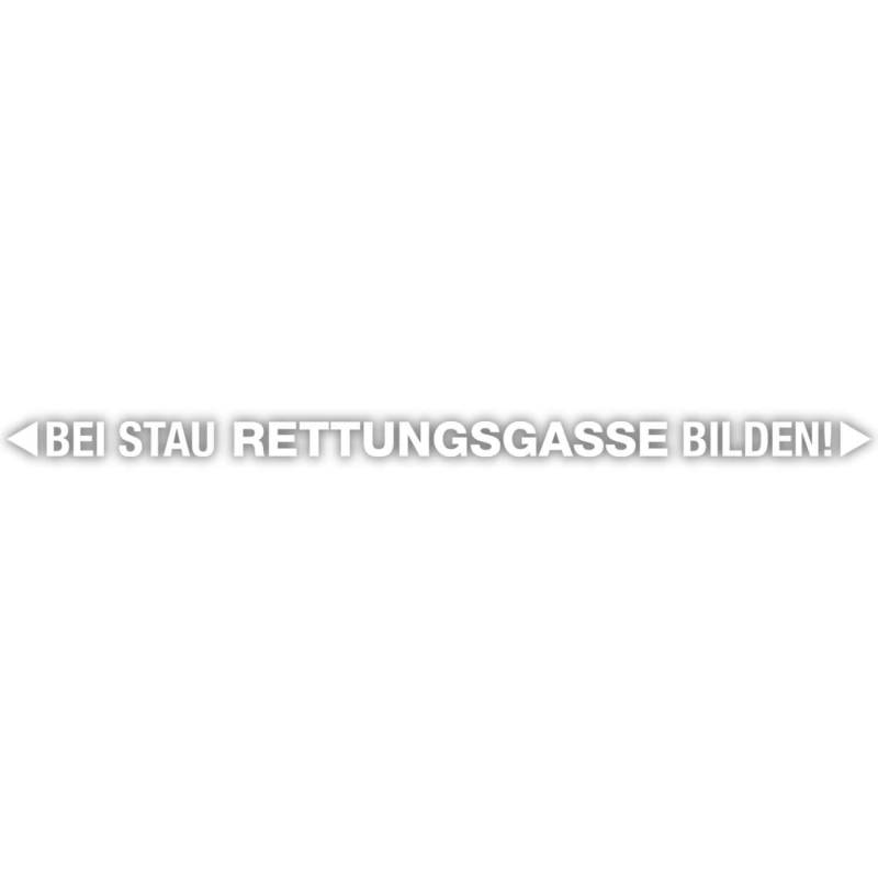 Bei Stau Rettungsgasse bilden! Auto-Aufkleber in weiß I 100 cm breit I freistehender Folienplott für PKW Anhänger Wohnwagen wetterfest I hin566 von iSecur
