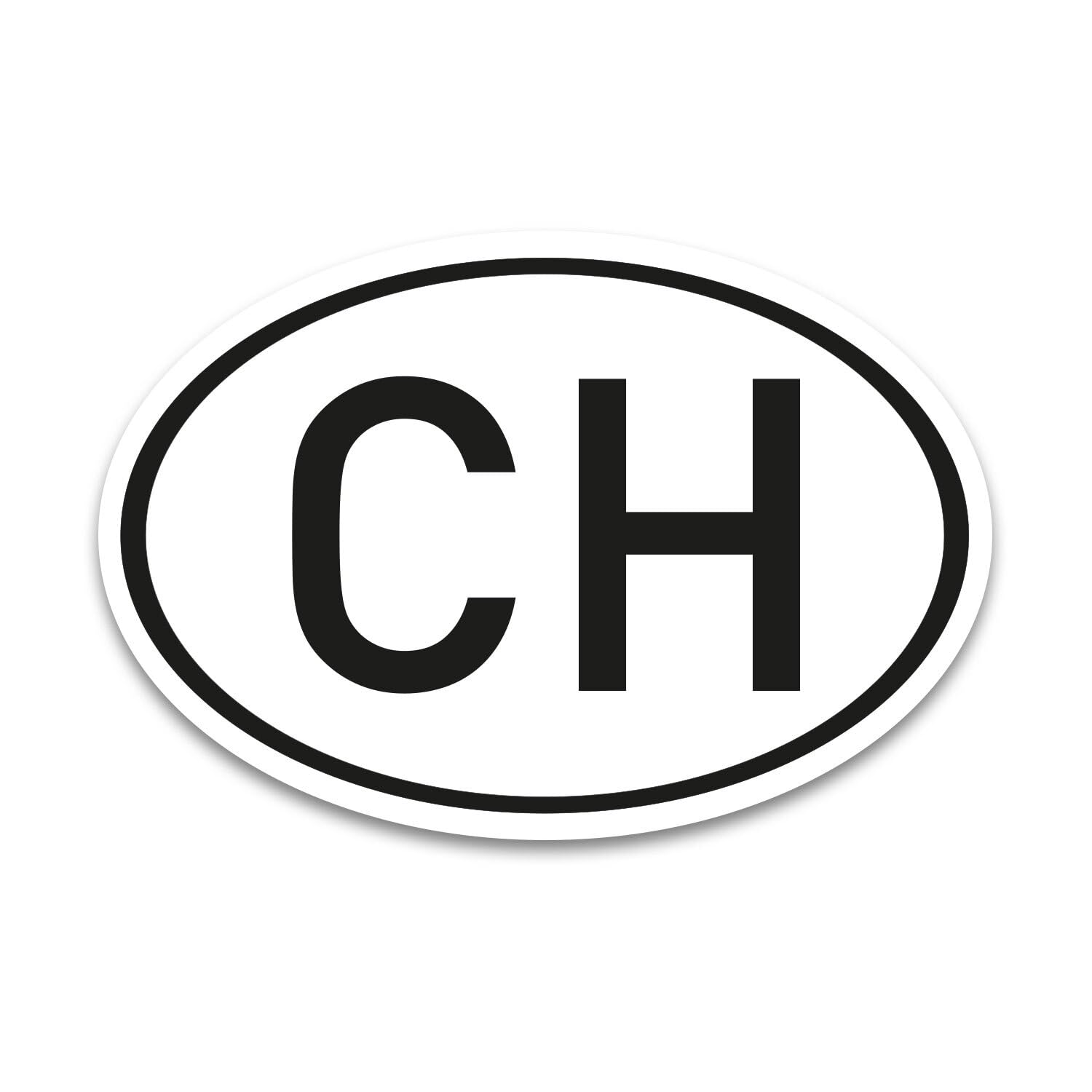 CH Magnet Länderkennzeichen Schweiz Schwarz-Weiß - 17,5 x 11,5 cm DIN genormt - PKW LKW Wohnmobil Auto - verpflichtend außerhalb der EU - kfz_717 von iSecur