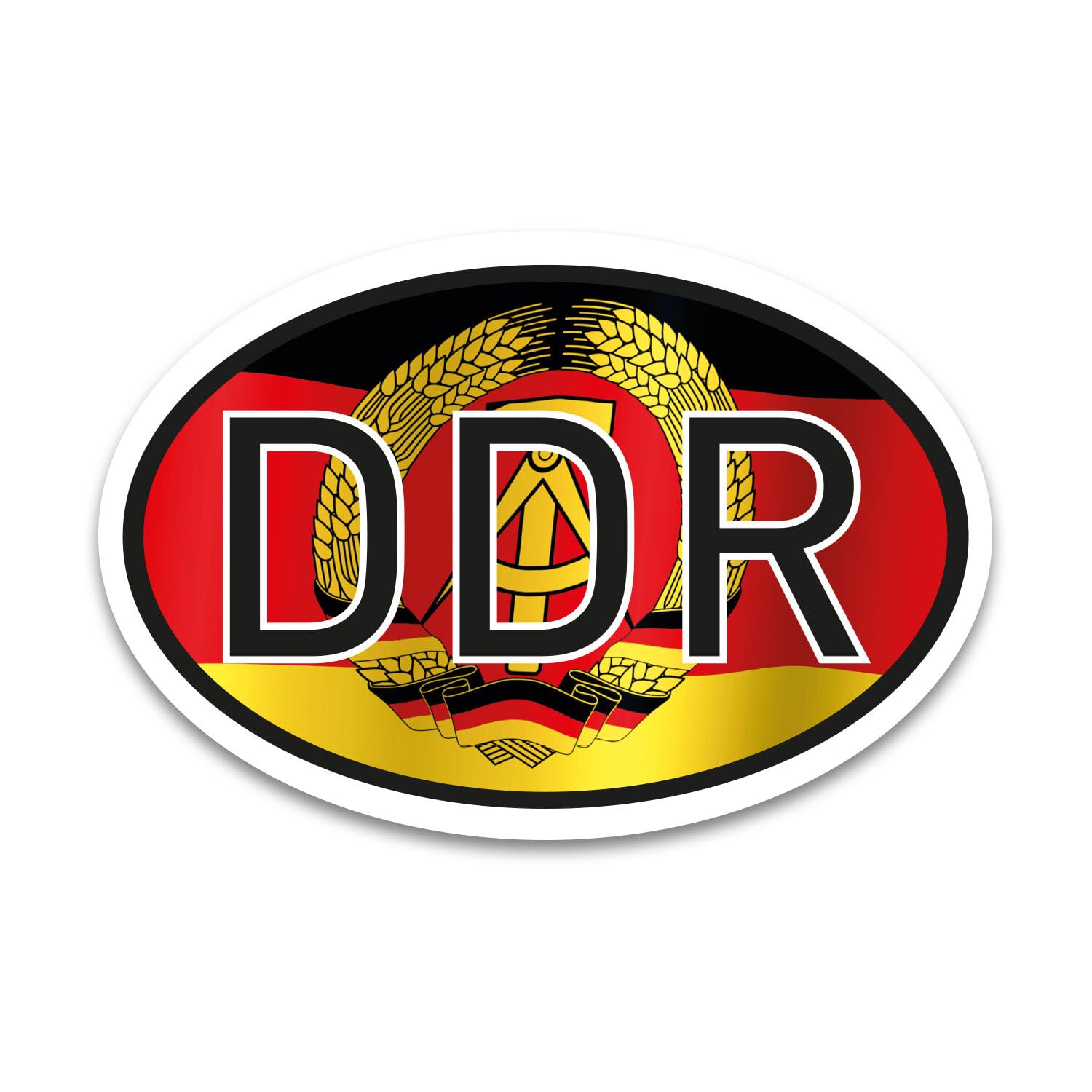 DDR Magnet Länderkennzeichen DDR Flagge Schwarz-Rot-Gold - 17,5 x 11,5 cm DIN genormt - PKW LKW Wohnmobil Moped Motorrad Auto - kfz_725 von iSecur
