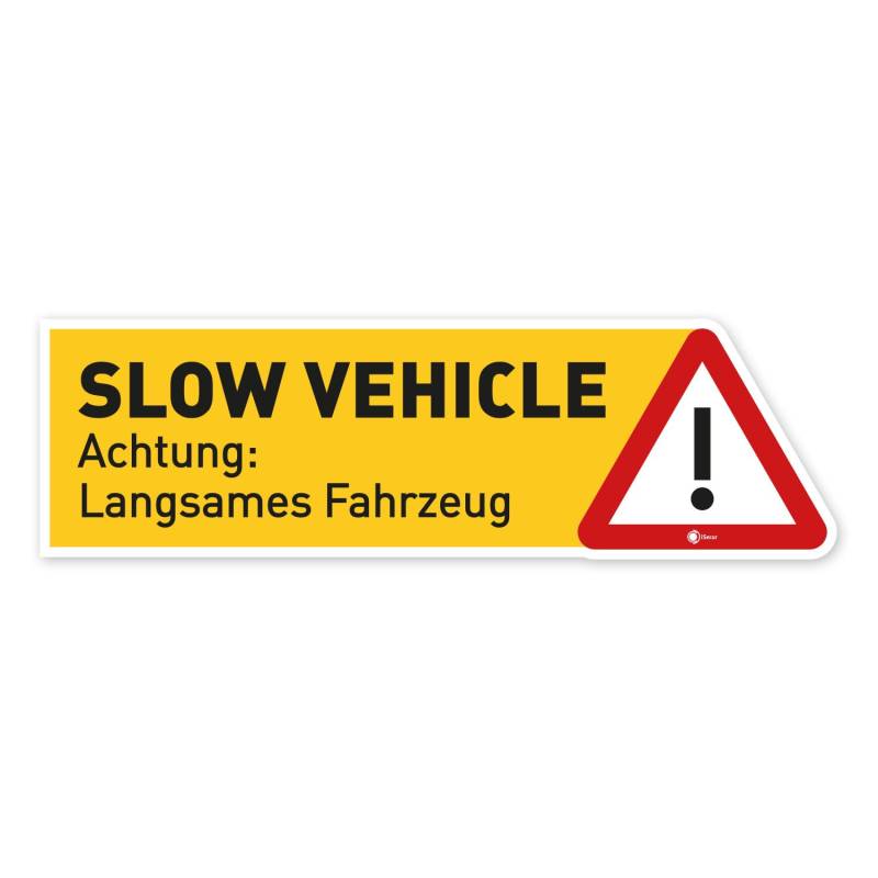 iSecur Aufkleber Slow Vehicle I 40 x 12 cm I Achtung langsames Fahrzeug I als Hinweis oder Fun-Aufkleber für Oldtimer Wohnwagen LKW Bus I kfz353 von iSecur