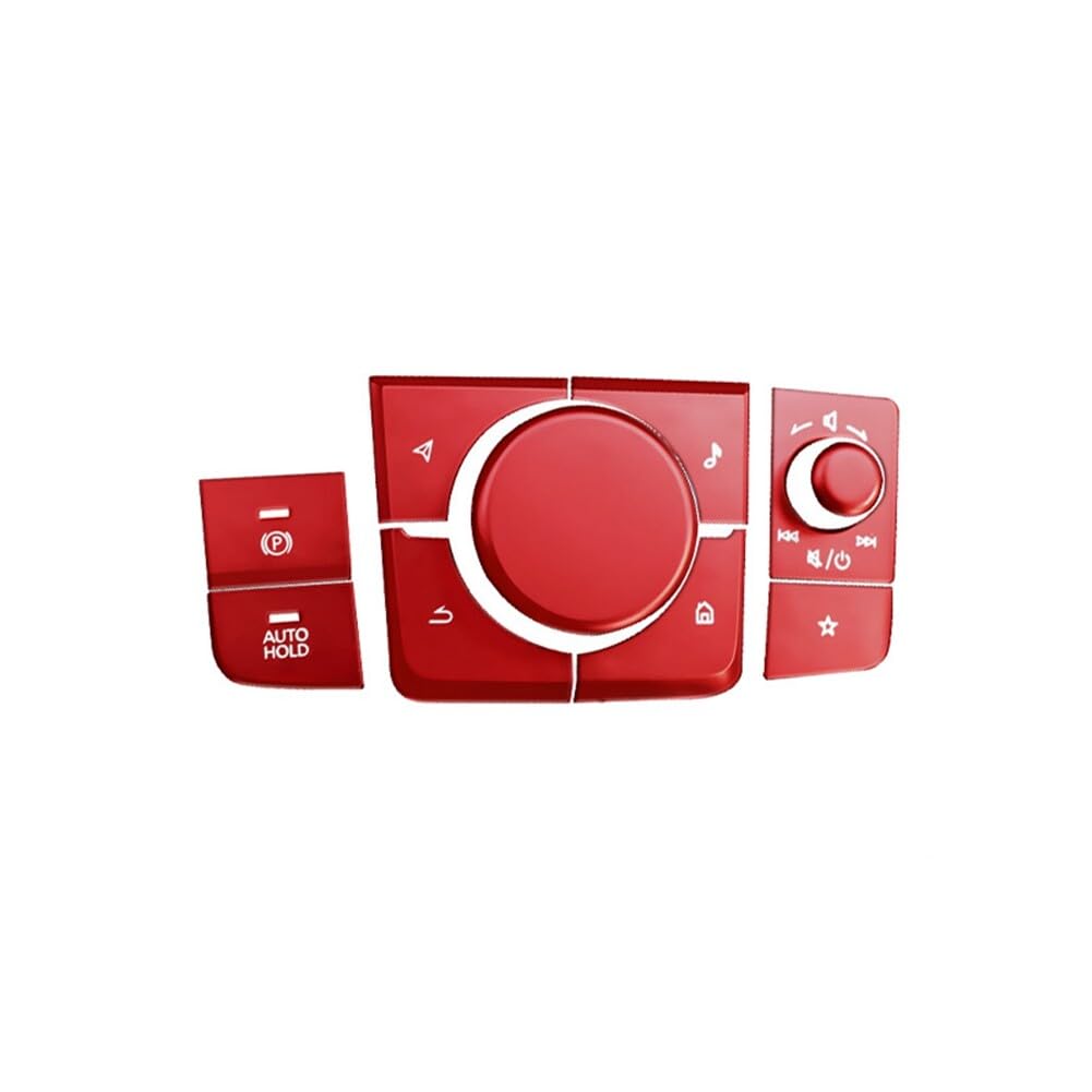 iSpchen 10 Stück Auto Multimedia Knopfabdeckung Aluminium Mittelkonsole Knopf Dekoration Abdeckung Verkleidungen Aufkleber kompatibel für 3 CX30,Rot von iSpchen