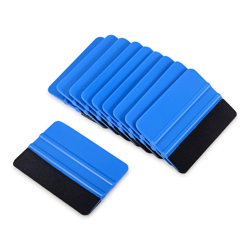 iSpchen 10 Stück Rakel Set Blau Auto Folienrakel Rakel Folien Abziehbilder Schaber mit Filzkante Werkzeug Set Filzrakel Folieren Rakel für Auto Folie Fensterfolie Vinyl Wrap Tool von iSpchen