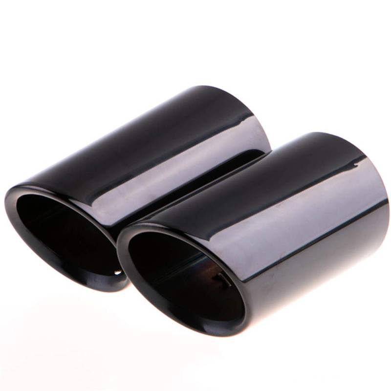 iSpchen 2 Stück Auspuff Endrohr Auspuffblende Chrom Edelstahl Auto Auspuffrohr abdeckung Endrohrblende Auto Auspuffrohre Abdeckungen Schwarz von iSpchen