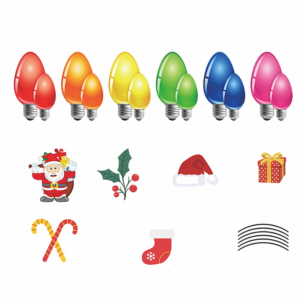 iSpchen 24 Stück Weihnachtsdeko Aufkleber Glühbirne förm reflektierende Magnete Sticker Set Autoaufkleber Weihnachtsauto Kühlschrank Weihnachten Dekoration aufkleber(Weihnachtsmann,Stiefel,Hut,Stock) von iSpchen