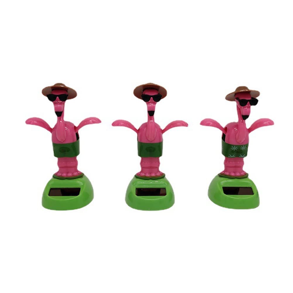 iSpchen 3 Stück Solar tanzende Figur niedliche Flamingo Solarfigur Schaukel Solarbetriebene Tanzfiguren Puppe Spielzeug Deko Figuren Armaturenbrett Ornamente Auto Innenraum Schreibtisch Dekoration von iSpchen