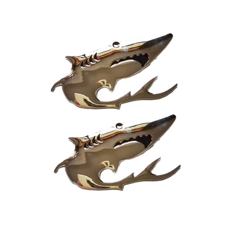 iSpchen 3D Autoaufkleber Haifisch Metall-Aufkleber Haifisch Emblem Kratzaufkleber fürs Auto, Wasserfeste Selbstklebende Autoaufkleber Autos Motorrad Fahrzeug Dekoration,Silber,2 Stück von iSpchen