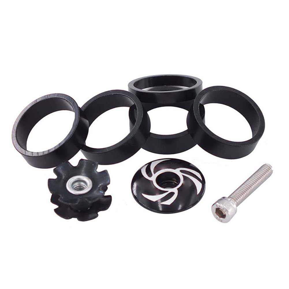 iSpchen 5 Stück Fahrrad Vorbau Spacer Fahrradgabel Steuersatz Spacer Set Aluminium Headset Spacer Abstandshalter Distanzringe MTB Rennrad für 1-1/8" Vorbau und Gabel Steuersatzkappe von iSpchen