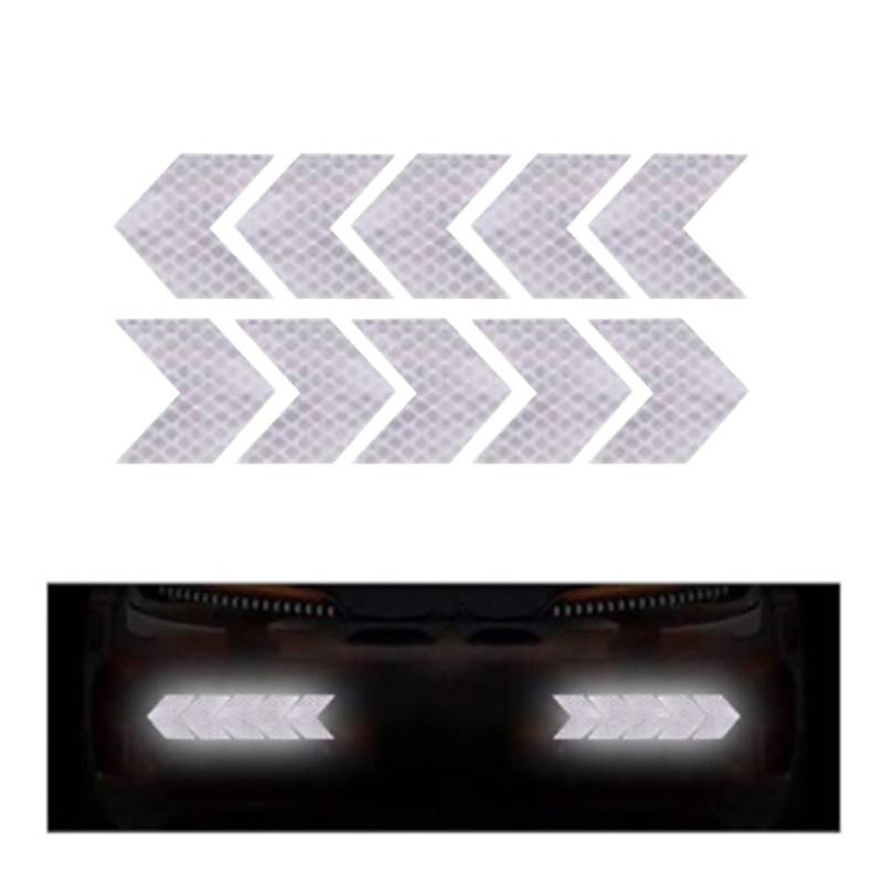 iSpchen Autoaufkleber,10 Stück Reflektierende Pfeil Aufkleber Warnaufkleber Reflektoren Sicherheitsaufkleber Auto Stoßstangen Styling Dekoration Sticker Set von iSpchen