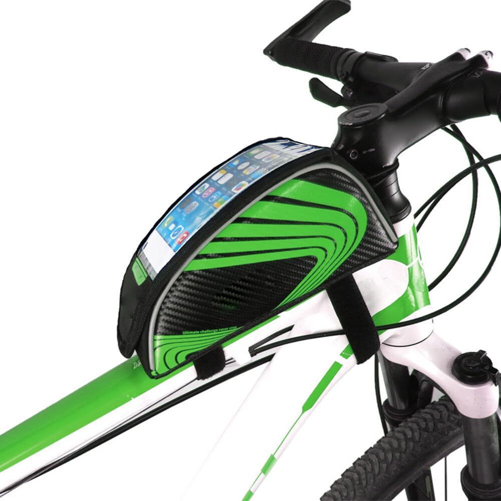 iSpchen Fahrrad Rahmentasche,wasserdichte Touchscreen-Handytasche Handyhalterung Oberrohrtasche mit TPU Touchschirm,GPS-Installationspaket,Rennrad-Frontträgertasche für Smartphone bis zu 7 Zoll von iSpchen