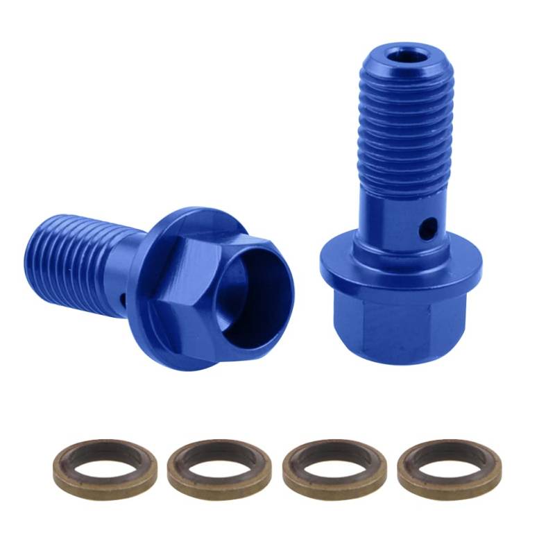 iSpchen Hohlschraube 2 Sätze Aluminium M10 x 1,25mm Banjo Hohlschrauben Unterlegscheibe Kit Motorrad Bremssattel Hauptzylinder Schraube Zubehör Motorrad Bremspumpe Schrauben,blau von iSpchen