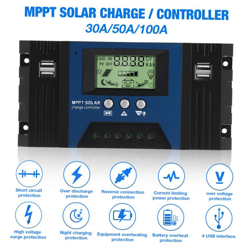 ibasenice Solarregler Solarpanel Kleinpanel Controller Ladegeräte Pv Regler Solarstromregler 24 V Solarstromregler 12 V Solarladeregler 100 A Solarregler von ibasenice