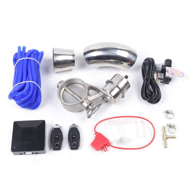 Auspuff Ventil, Auspuffklappe Klappenauspuff, Elektrisches Auspuffklappe, Edelstahl Geschlossen Vakuum Fernbedienung Set, Elektrisch Auspuff Steuerung 63mm von ieLsngai