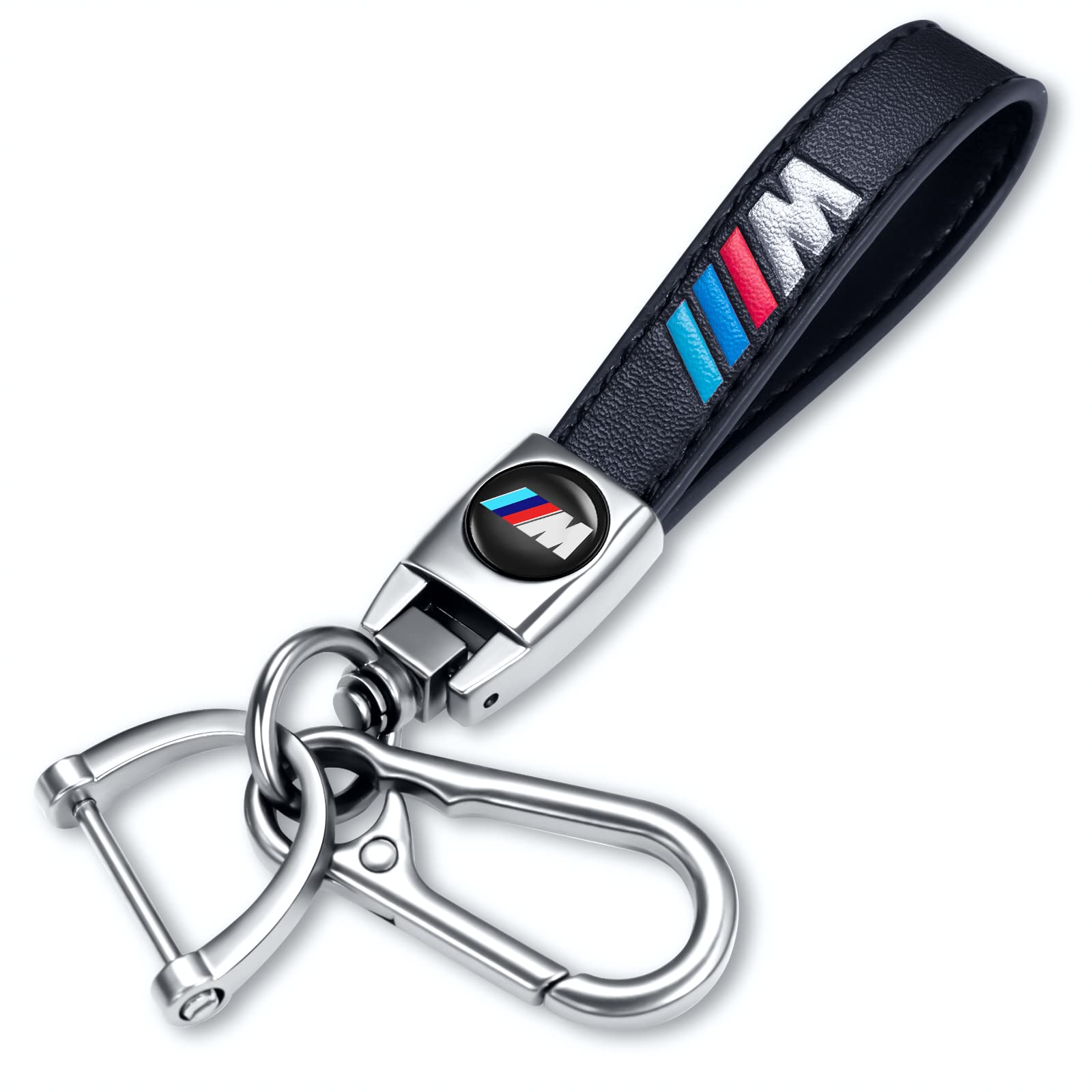 ifayhome Echtes Leder Auto Schlüsselanhänger kompatibel mit BMW M Serie Schlüsselanhänger Ring Zubehör Familie Geschenk für Mann und Frau Schwarz von ifayhome