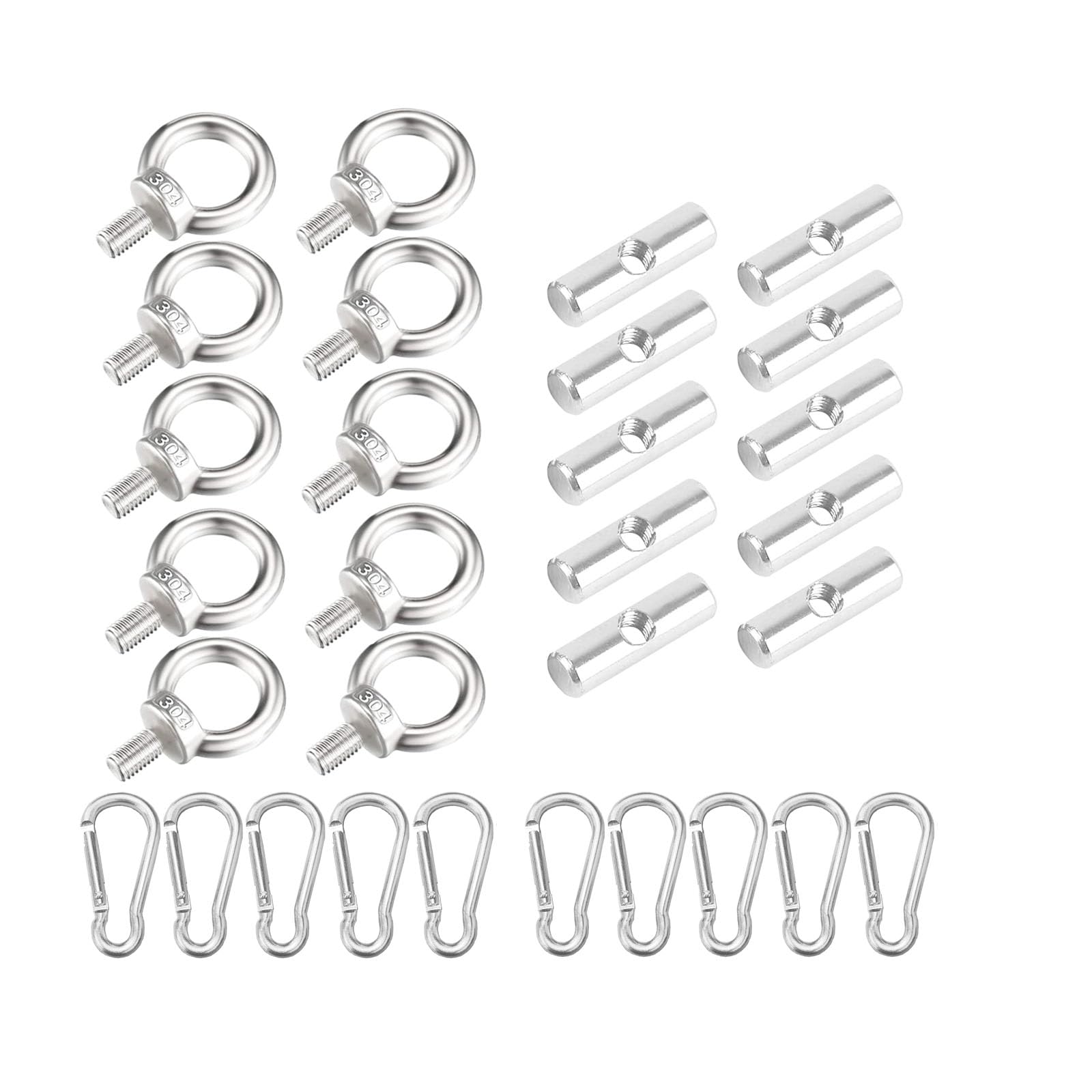 iguTrail 304 Edelstahl Befestigungsset, 10 Ringschrauben M4 11mm, 10 Karabiner 4,6cm, 10 Verbindungsstücke 1,2cm, für Kederschiene iguTrail 304 Edelstahl Befestigungsset, 10 Ringschrauben M4 11mm, 10 Karabiner 4,6cm, 10 Verbindungsstücke 1,2cm, für Kederschiene von iguTrail
